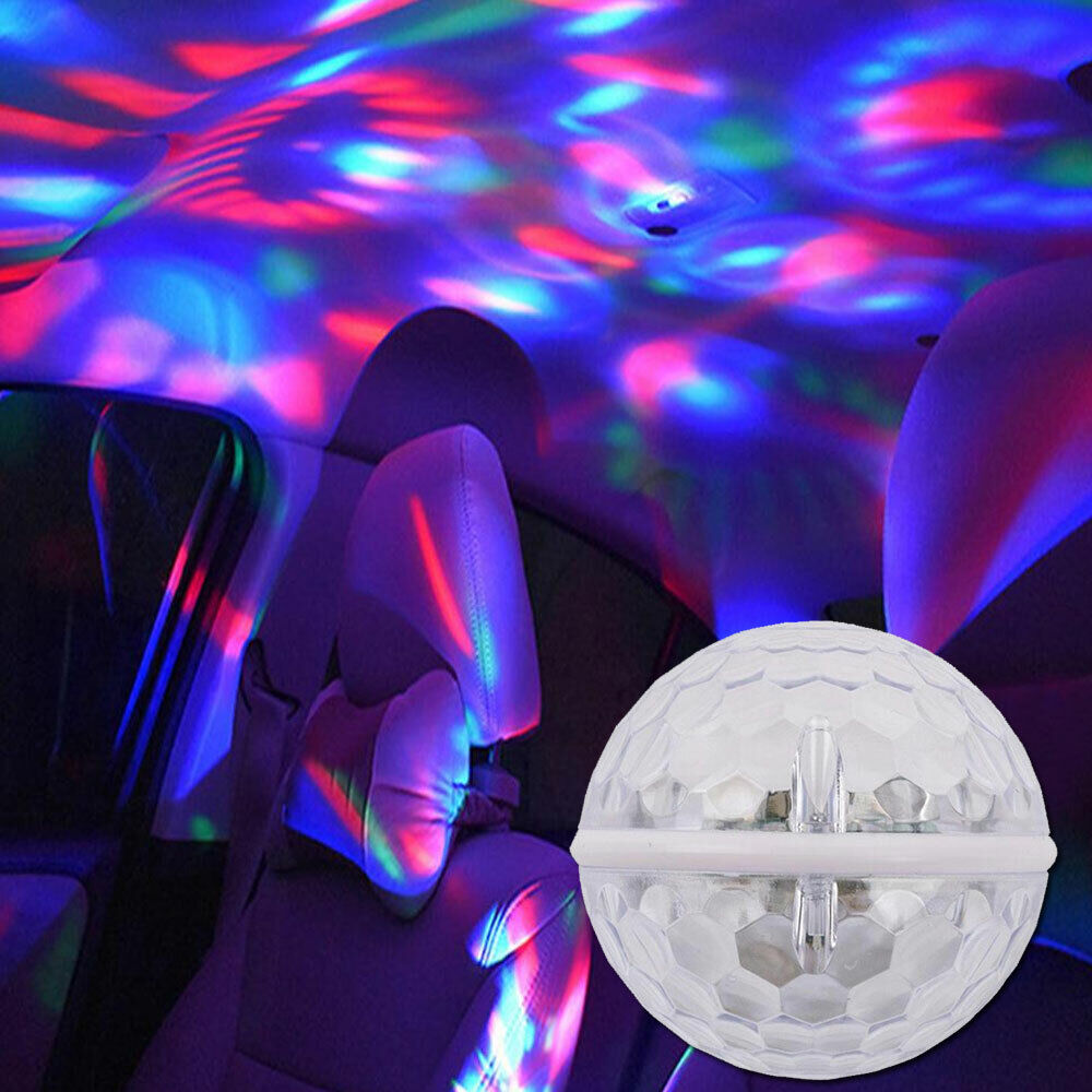 LED Car Ambient Light RGB Projection Lamp Party DJ Disco Ball Light Accessories