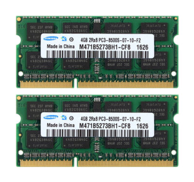 Samsung 8GB 2x 4GB 2RX8 DDR3 1066 MHz PC3-8500S SODIMM Laptop RAM-Speicher CL7、