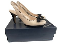 Anne Klein Wully Schuhe creme Slingback Pfennigabsatz Schuhe Größe UK 6 M / US 7M