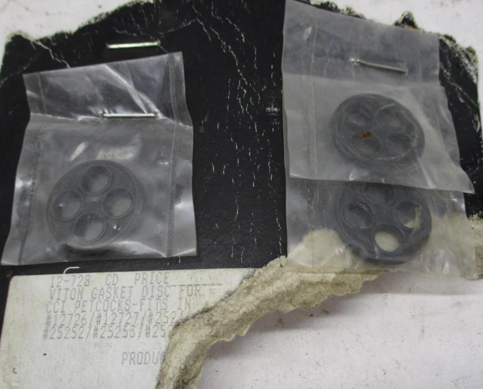 Lot of (3) Custom Chrome 4-Hole Petcock Viton Gasket Disc 12-728 - Image 2 of 4