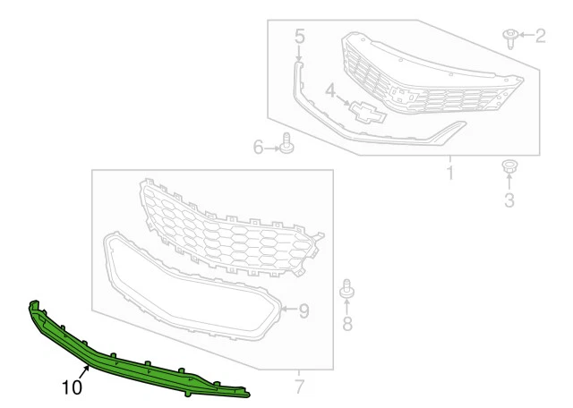 Parrilla inferior delantera para Chevrolet Cruze 2016-2018 84212683 GM1036191 Foto 4 de 4