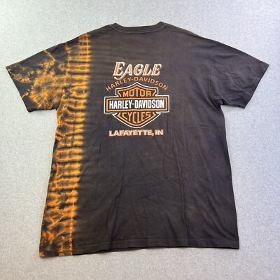Harley Davidson Shirt Mens XL Black Orange Tie Dye Short Sleeve Just Ride Biker