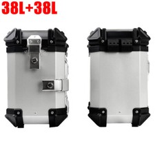 Motorcycle Side Panniers/ Boxes 38L+38L Aluminum Side Trunk Storage Case Sliver