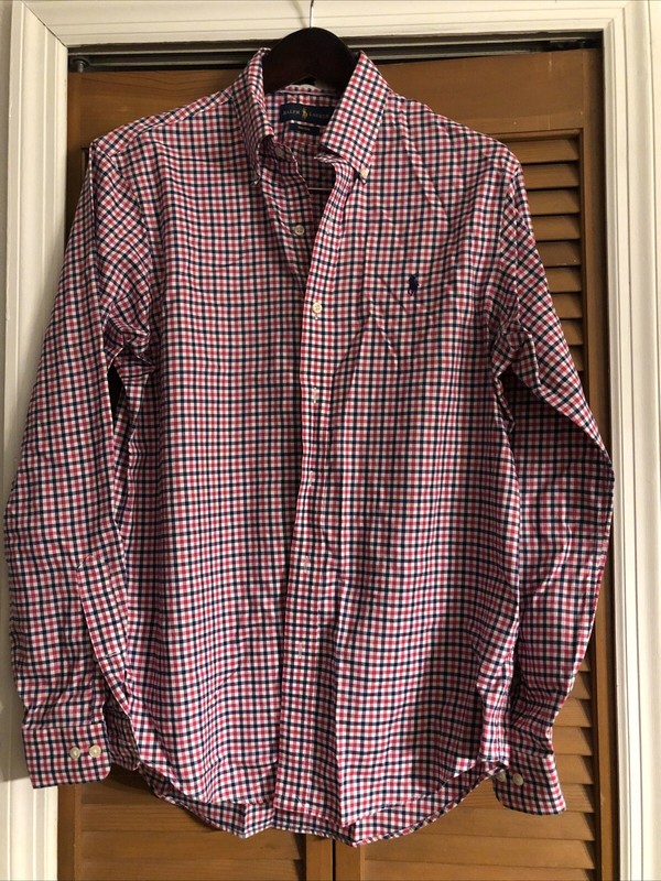 Polo Ralph Lauren Shirt Mens M Plaid Classic Fit Long Sleeve Button-Down Cotton