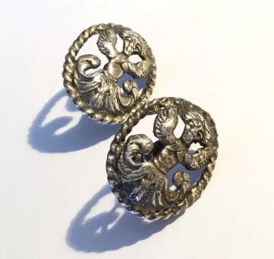 Sterling Silver Mistress of Animals Screw Back Earrings, Archaic Goddess