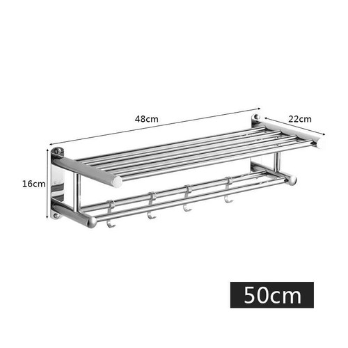 Wall Mounted Towel Shelf Organizer Aluminum Rack 2 Tier Towel Rack for Bathroom - Picture 12 of 26