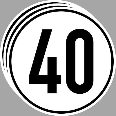 3 Sticker Adesivo 40 kmh Km/H 20cm Velocità Auto Autobus Auto Scudo ...