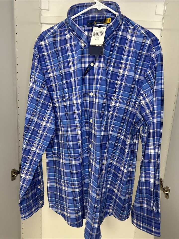 Ralph Lauren Royal Blue Slim Fit Long Sleeve Button Up Shirt Men’s Size