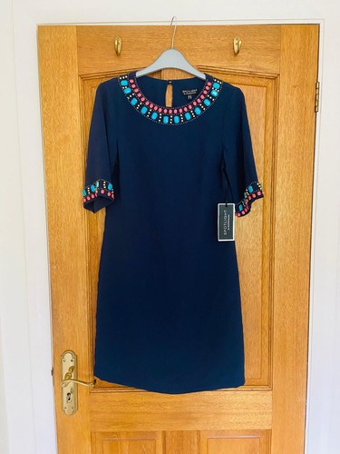 Spotlight By Warehouse Navy Blue Short Dress Size 8. Embellished Beaded. RRP £75 - Picture 2 of 6