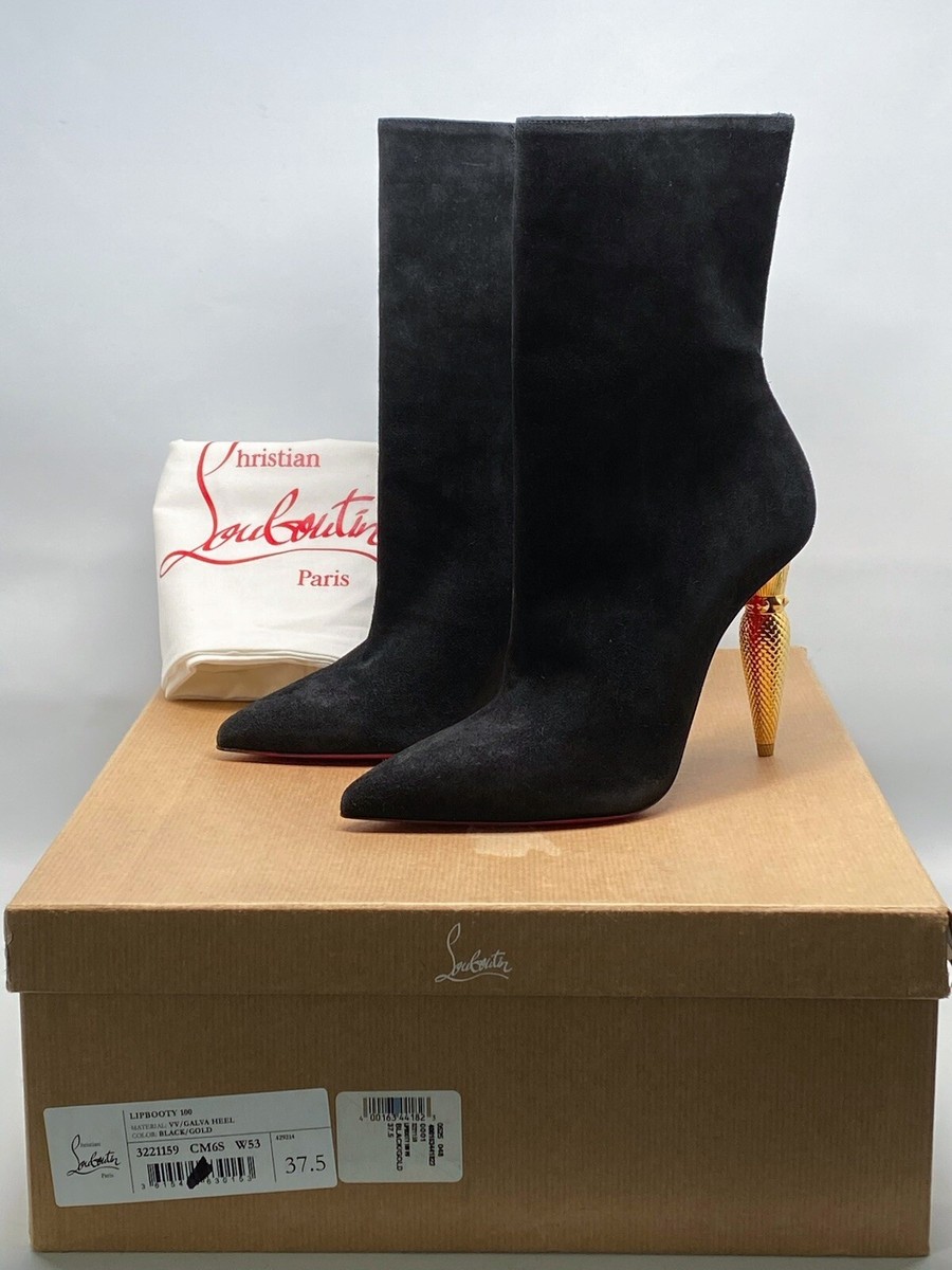 LOUBOUTIN ブラックスエードブーティ 37.5 Christian Louboutin Lipbooty Suede Bootie size 37.5 | eBay