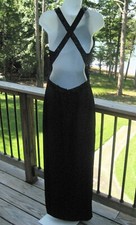 Vintage Dave and Johnny Gown Strappy Gown Black Sz 7-8 Sequin Trim USA