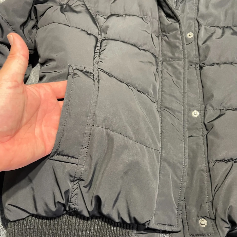 Chaqueta acolchada bombardero azul marino antigua para mujer L negra cuello tortuga abrigo de invierno esquí Foto 4 de 4