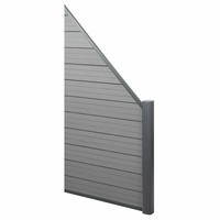 Wpc-Sichtschutz Sarthe, Zaun, Alu-Pfosten Erweiterungselement SchräG, 0,95M Grau