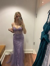 Purple Sparkly Corset Prom Dress With Adjustable Straps 