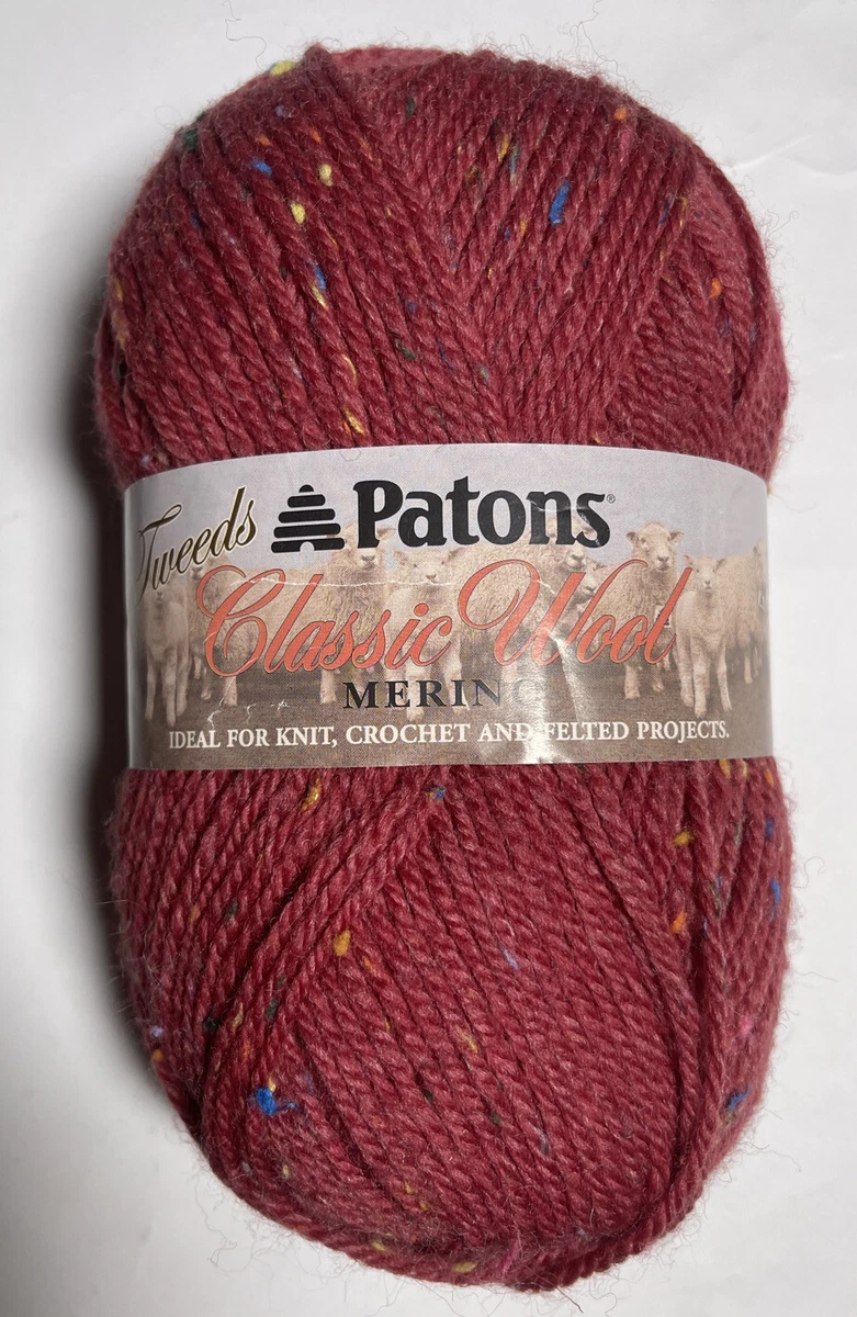 PATONS Classic Wool MERINO TWEEDS. 1Pk RICH RED TWEEDS. I combine shipping,  deta