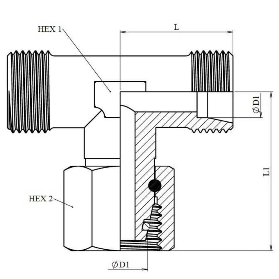 Hydraulik ET-Verschraubung T-Stück EVT ETV Verschraubung DKOL metrisch - Bild 3 von 4