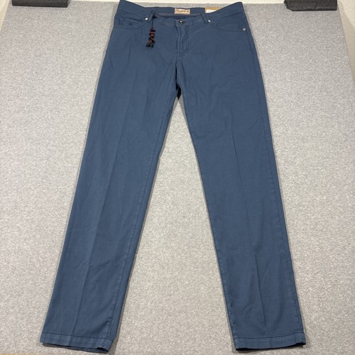 NWT Marco Pescarolo Napoli Neranom Men's Sz 52 Blue Cotton Silk Chinos Italy