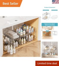 4 Pack Bathroom Organizer, 2 Tier Clear Under Sink Organizers Vanity Countert...