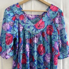 VTG At Home Wear M Mumu Roper Lounger Floral House Coat Dress Caftan Sears 70s