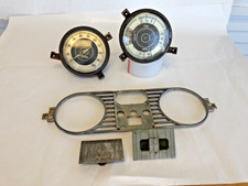 1938 PLYMOUTH DASH CLUSTER WITH GAUGES & SURROUND, SPEEDOMETER, OEM MOPAR
