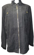 Bob Mackie Womens Jacket M Black Gold Button