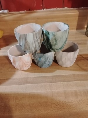 Marbled ceramic succulent flower pots Set Of 5