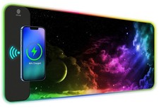 Wireless Charging RGB Gaming Mouse Pad 15W, Extended LED Desk Mat Protector 8...