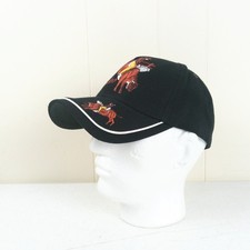 Men's Embroidered Rodeo Baseball Cap Cowboy Bucking Bull Rider Black Wool Blend