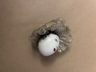 VTG preserved egg easter decoration gold/silver hat black short hair — photo 6