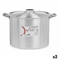 Kochtopf Mit Deckel Ø 34 Cm Silberfarben Aluminium 2 StüCk
