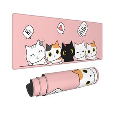 Pink Cute Kittens Cat Gaming Mouse Pad Large XL Girls Kawaii Desk Mat Long Ex