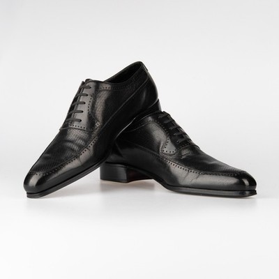 NWOB $1350 Artioli Black Oxford Perforated Leather Shoes 5UK / 6US / 39EU