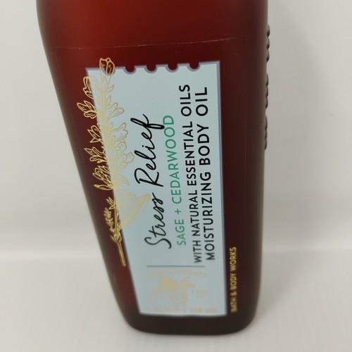 Bath & Body Works Stress Relief Sage + Cedarwood Moisturizing Body Oil 4 oz New - Picture 3 of 6