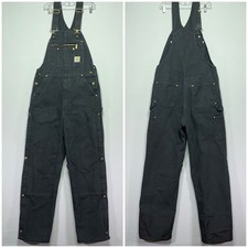 VTG Carhartt Canvas Bib Overalls - Insulated - R41 BLK - Black - Mens 36x34