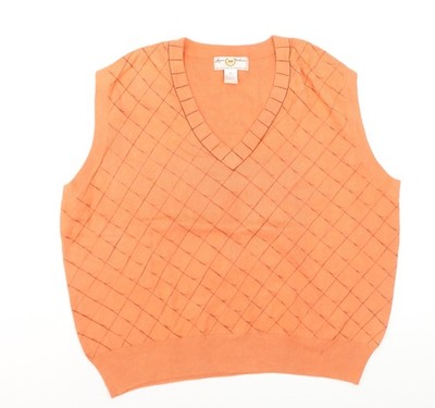 Byron Nelson Herren Orange Baumwolle Argyle V-Ausschnitt Golf Weste XL