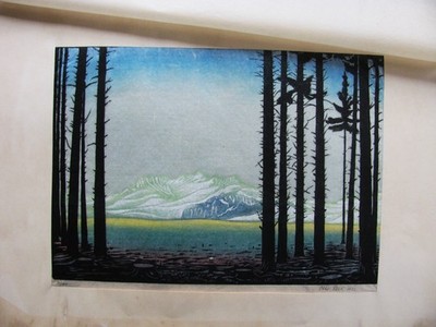 OTTO VAN REES , 1884 - 1957 . FARBHOLZSCHNITT BERGLANDSCHAFT . 1933 signiert