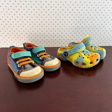 See Kai Run Crocs Boys Shoes 5 Lot Sneakers Sandals Outdoor Tie Dye