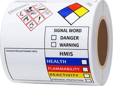 100pk SDS OSHA Chemical Safety Labels 4x3" GHS NFPA HMIS MSDS Stickers