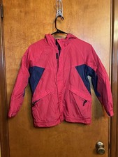 Old Navy Hooded Lined Parka Jacket Red Navy Zipper Boys Size M