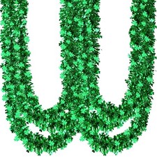 39.3FT St.Patrick's Day Tinsel Garland Shamrock Clover Green Metallic Tinsel