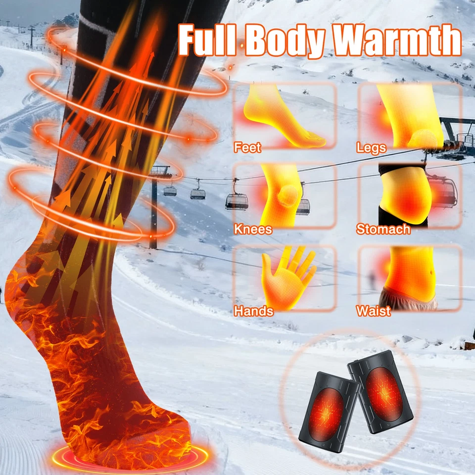 Calcetines térmicos recargables: 2025 mejorados, 7500 mAh, calefacción completa 360 ° (hombres/mujeres) Foto 3 de 4