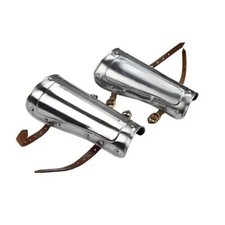 Medieval Deluxe Knight Steel Arm Guards Pair Of Silver Bracers For Halloween