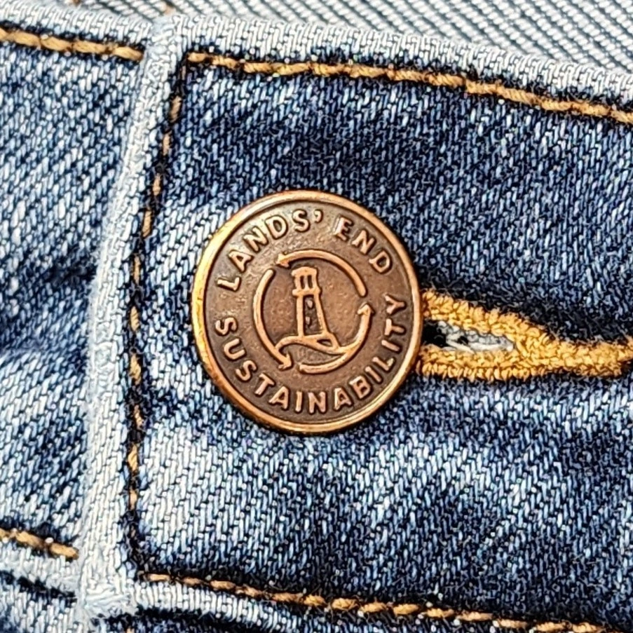 Pantalones de mezclilla Lands End para mujer 22W azul tiro alto pierna recta elásticos informales Foto 2 de 4