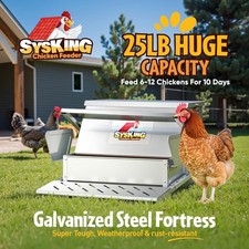 25 LB Large Capacity Auto Chicken Feeder, Magnetic Lock, Weatherproof Steel