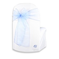 100 pcs Organza Chair Cover Bow Sash 108"x8" - Light Blue - Wedding Party zi