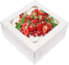 Moretoes 10pcs Cake Boxes, 12x12x6 Inches White Bakery Boxes White, Clear 
