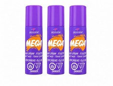 3 Pack Aussie Mega Hairspray Travel Size 1.5 Fl Oz Flexible Hold