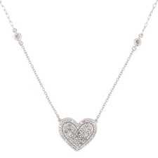 .30ctw Diamond Heart Cluster Adjustable 18.25" Station Necklace 10k White Gold