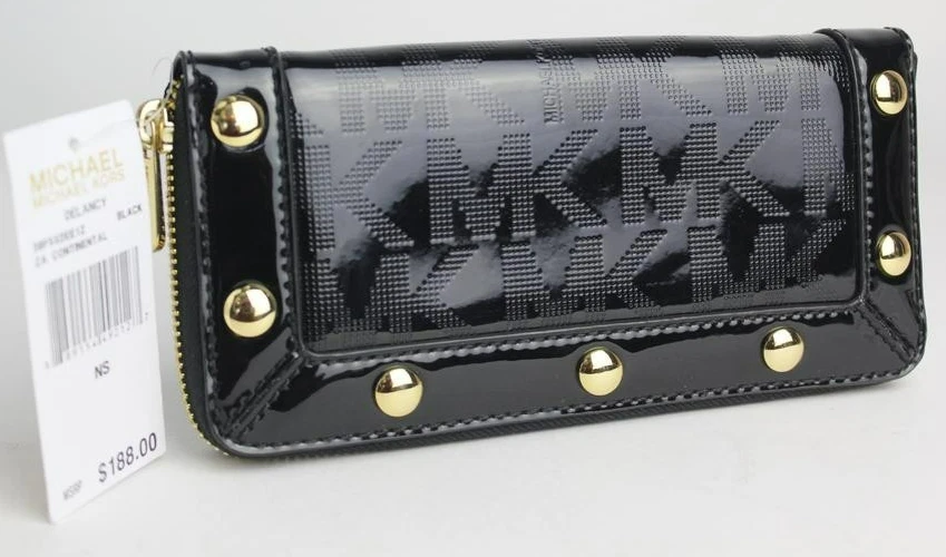 ?BORSA TOTE BAG MICHAEL KORS DELANCY NERA SPECCHIO BORCHIATA METALLIZZATA + O PORTAFOGLIO?NUOVA CON ETICHETTE!