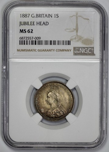 1887 Great Britain Silver 1 Shilling NGC MS 62 Jubilee Head